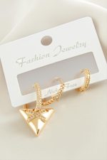 3 Adet ÜçgenZirkon Taşlı Küpe-Gümüş Rengi