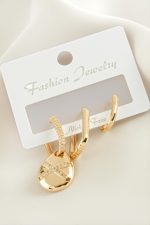 3 Adet Damla Zirkon Taşlı Küpe-Sarı - Görsel 2