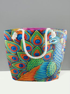 Desenli Plaj Çantası-Renkli