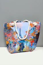 Desenli Plaj Çantası-Açık Mavi - Görsel 2