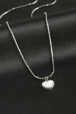 Kalp Sedef Lüks Çelik Kolye-Gümüş Rengi - Görsel 2