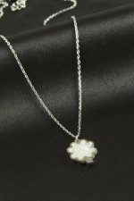 Yonca Sedef Lüks Çelik Kolye-Gümüş Rengi - Görsel 2