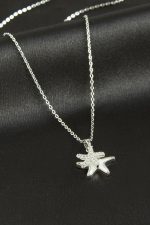 Yıldız Zirkon Taşlı Sedef Lüks Çelik Kolye-Sarı