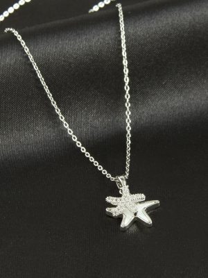 Yıldız Zirkon Taşlı Sedef Lüks Çelik Kolye-Sarı