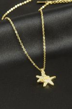 Yıldız Zirkon Taşlı Sedef Lüks Çelik Kolye-Sarı - Görsel 2