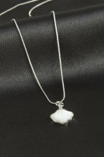 Deniz Kabuğu Sedef Lüks Çelik Kolye-Gümüş Rengi - Görsel 2