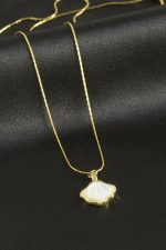 Deniz Kabuğu Sedef Lüks Çelik Kolye-Gümüş Rengi