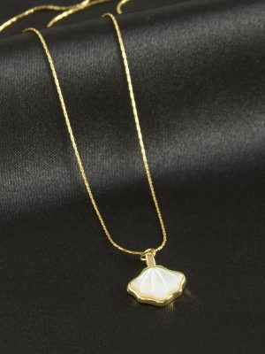 Deniz Kabuğu Sedef Lüks Çelik Kolye-Gümüş Rengi