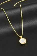 Cam Taş Lüks Çelik Kolye-Gümüş Rengi