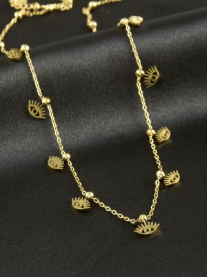 Göz Lüks Çelik Kolye-Gümüş Rengi