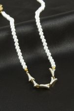 Eyfel Kuesi İnci Lüks Çelik Kolye-Beyaz - Görsel 2