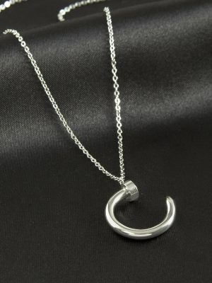 Çivi Lüks Çelik Kolye-Gümüş Rengi