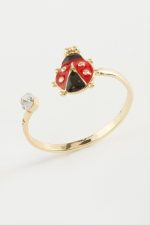 Uğur Böceği Mineli Taşlı Yüzük-Gümüş Rengi