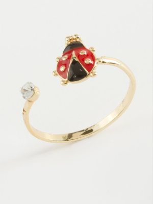 Uğur Böceği Mineli Taşlı Yüzük-Sarı