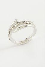 Çivi Taşlı Yüzük-Gümüş Rengi - Görsel 2