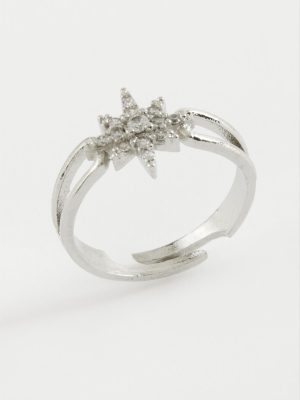 Şimşek Zirkon Taşlı Yüzük-Gümüş Rengi