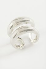 Çift Halka Metal Yüzük-Gümüş Rengi - Görsel 2