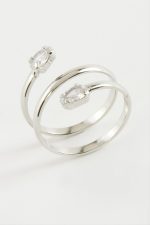 Oval Zirkon Taşlı Yüzük-Gümüş Rengi