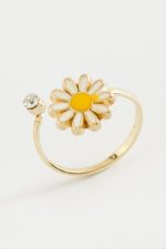 Papatya Mineli Taşlı Yüzük-Sarı - Görsel 2