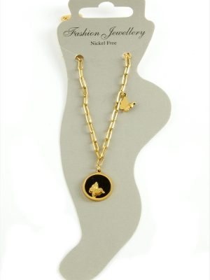 Kelebek Sedef Lüks Çelik Halhal-Sarı