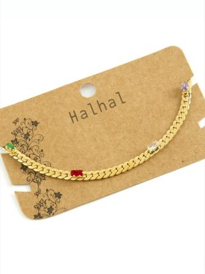 Zirkon Taşlı Burgulu Lüks Çelik Halhal-Sarı