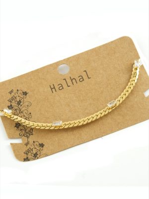 Zirkon Taşlı Burgulu Lüks Çelik Halhal-Sarı