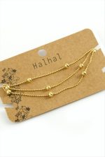 Üç Zincirli Lüks Çelik Halhal-Sarı - Görsel 2