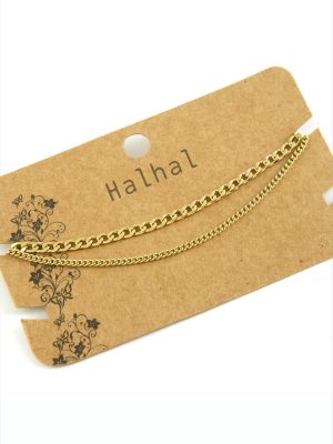Çift Zincirli Lüks Çelik Halhal-Sarı