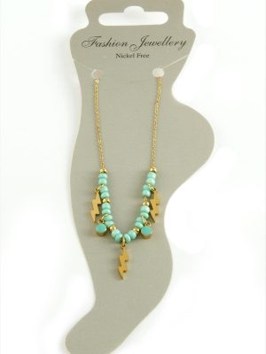 Şimşek Boncuk Lüks Çelik Halhal-Sarı