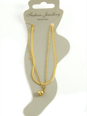 İtalyan Zincirli Lüks Çelik Halhal-Sarı