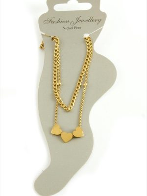 Kalp Lüks Çelik Halhal-Sarı