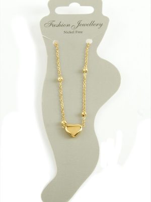 Kalp Lüks Çelik Halhal-Sarı