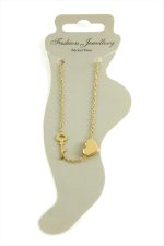 Kalp Kilit Lüks Çelik Halhal-Sarı