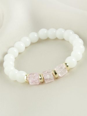 Necef Kuvars Doğaltaş Bileklik-Beyaz