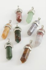 Karışık Akik Point Kolye Ucu-Renkli
