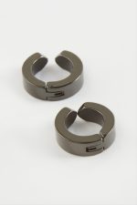 Mıknatıslı Çelik Erkek Küpe Kıstırmalı 2 Adet-Gümüş Rengi