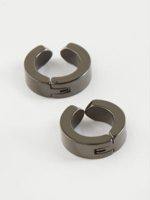 Mıknatıslı Çelik Erkek Küpe Kıstırmalı 2 Adet-Gümüş Rengi