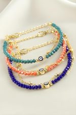 Nazar Zincir Kristal Bileklik-Açık Mavi