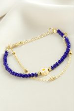 Papatya Zincir Kristal Bileklik-Mavi - Görsel 2