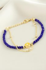 Papatya Zincir Kristal Bileklik-Mavi - Görsel 2