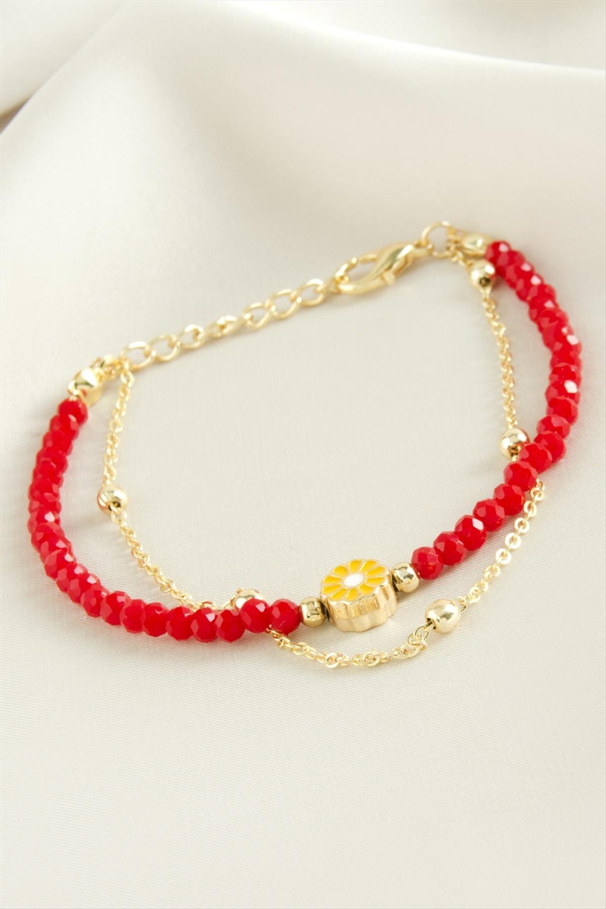 1207714_papatya-zincir-kristal-bileklik-47fb-9.jpg Papatya Zincir Kristal Bileklik-Kırmızı - Görsel 2