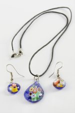 Cam Sanatı Murano Kutulu Set Kolye-Renkli - Görsel 3