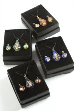 Cam Sanatı Murano Kutulu Set Kolye-Renkli