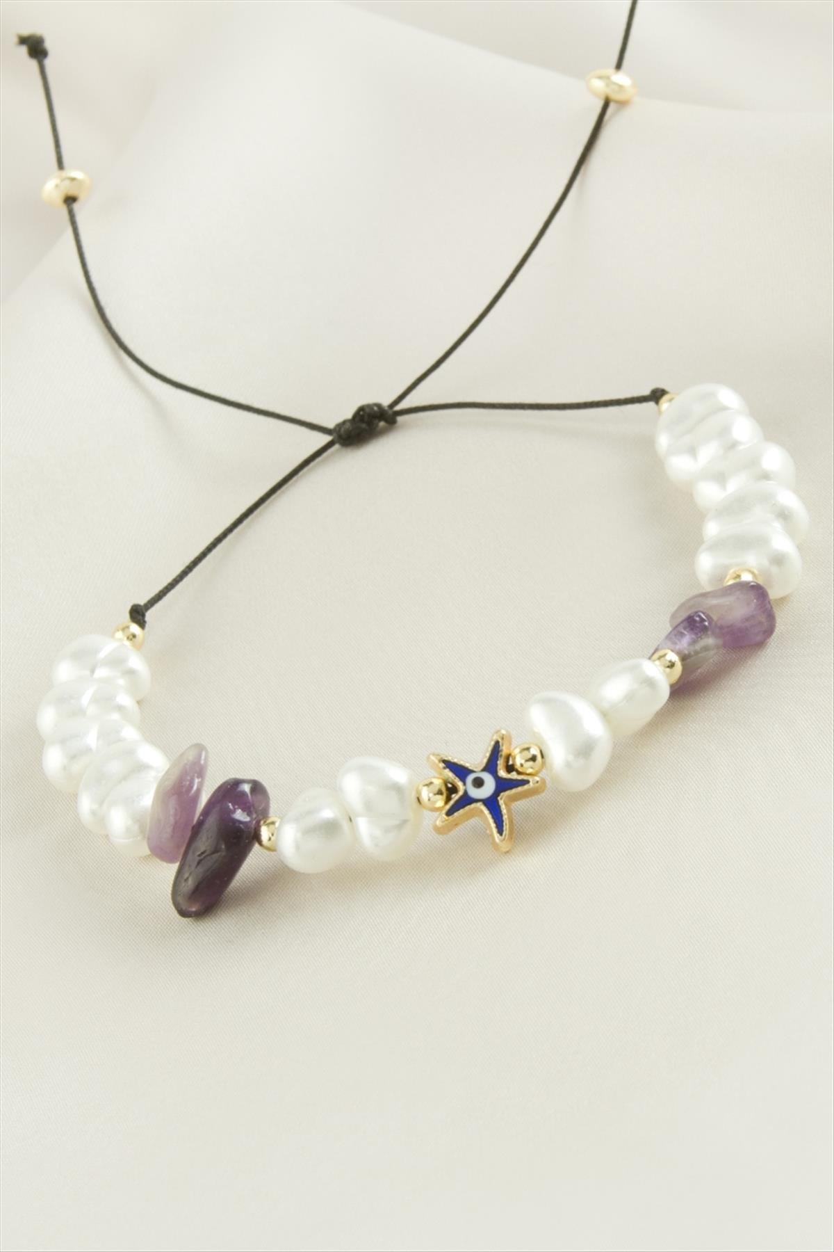 1207731_deniz-yildizi-kirik-dogaltasli-inci-bi-69-d87.jpg Deniz Yıldızı Kırık Doğaltaşlı İnci Bileklik-Kahverengi - Görsel 1