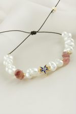 Deniz Yıldızı  Kırık Doğaltaşlı İnci Bileklik-Açık Pembe - Görsel 2