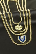 Yonca İtalyan Zincirli Lüks Çelik Kolye 4 Adet-Sarı - Görsel 2