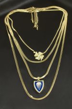 Yonca İtalyan Zincirli Lüks Çelik Kolye 4 Adet-Sarı