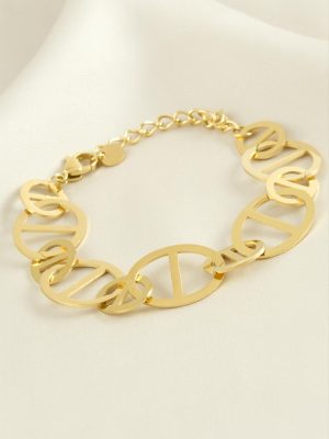 Oval Lüks Çelik Bileklik-Sarı