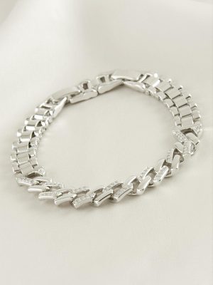 Xuping Zikzak Zirkon Taşlı Lüks Çelik Bileklik-Sarı