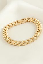 Xuping Düz Zincir Zirkon Taşlı Lüks Çelik Bileklik-Roz